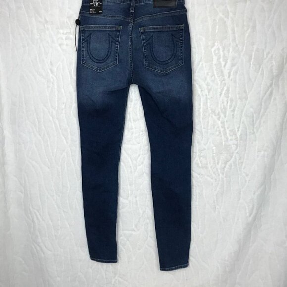 Nwt True Religion Halle Mid Rise Super Skinny Distressed  Jeans Size 26 - Picture 4 of 7